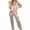 Beige, variant on Summer Womens Short Sleeve Pjs Button Down Satin Pajama Set Solid Color Soft Sleepwear Silky Smooth Lounge Pants Casual Nightwear Two Piece Set