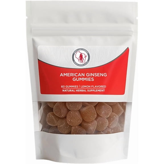 Dairyland American Ginseng Gummies – 1000mg per Serving – Lemon Flavor, Caffeine-Free Energy & Focus Support Wisconsin Ginseng Gummy – 60 pcs