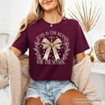thumbnail image 5 of Jesus Is the Reason Christmas T‑Shirt, Coquette Gold Bow Cross Tee for Faithful Women, 5 of 8