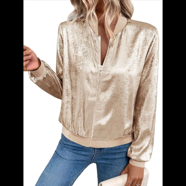 Chaqueta Ligera de Larga con Cremallera Metálica para Mujer M
