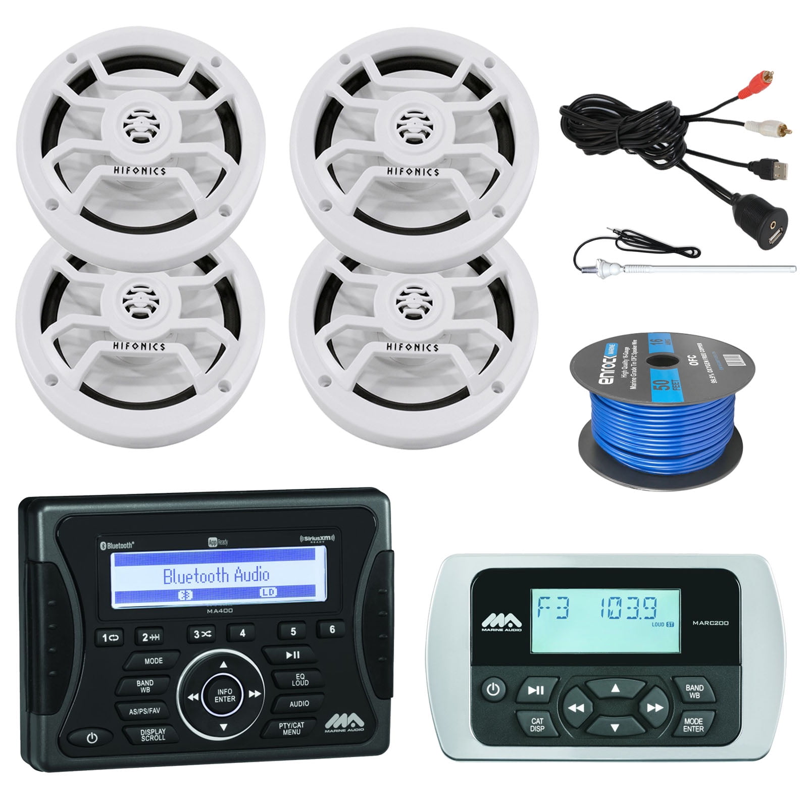 Jensen Marine Audio Bluetooth AUX USB SiriusXMReady Receiver, Wired