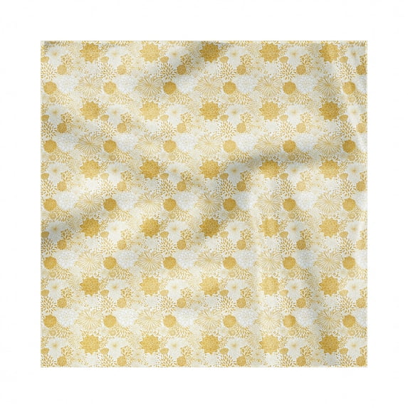 Floral Decorative Napkins Set of 4, Illustration of Chrysanthemum and Dahlia Flowers Distinct Petal Mark, Silky Satin Fabric for Brunch Dinner Party, 12", Cream and Earth Yellow, by Ambesonne
