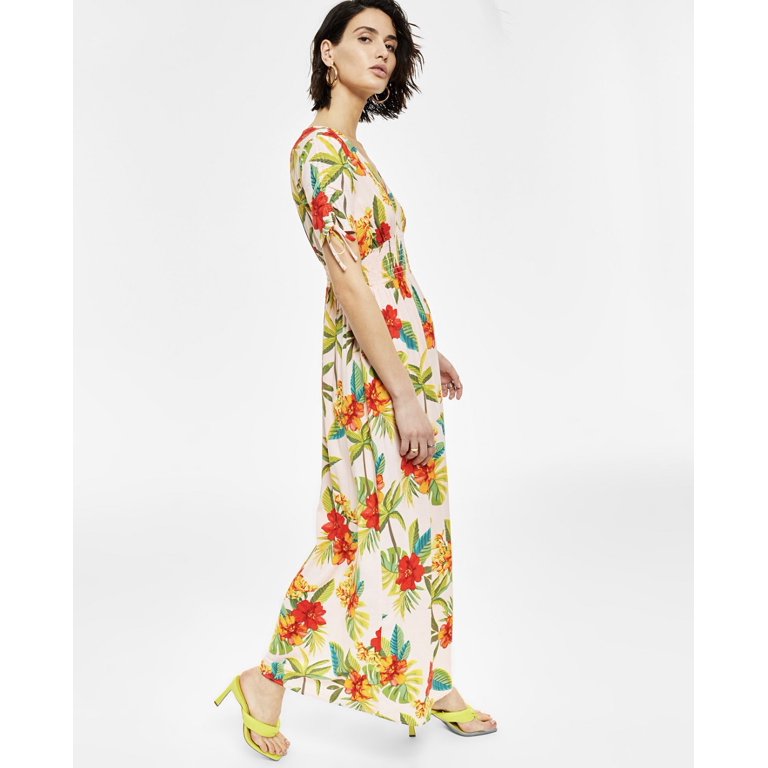 Bar III Womens Floral Maxi Dress Hibiscus Jungle M