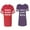 Men Red / Women Purple, variant on World Okyest Husband Wife Unisex Couple Matching Cotton Jersey style T-Shirt Contrasting stripes on sleeves (Men Red / Women Black) (Men S / Women S)