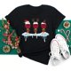 thumbnail image 1 of Maycaur, sombreros de Navidad de copa de vino para mujer, camiseta negra, regalos de Navidad, camiseta de dibujos animados, camiseta Harajuku de moda de Año Nuevo, 1 of 4
