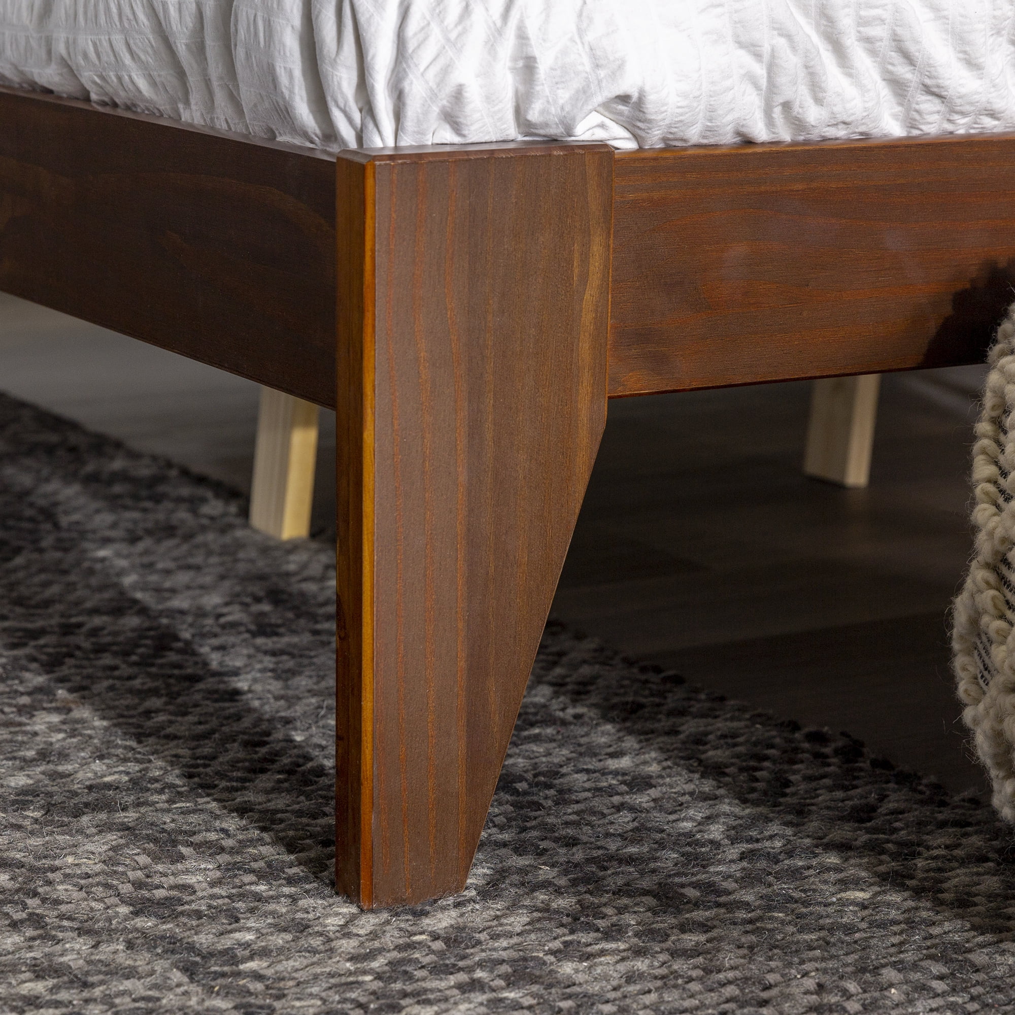 Walker Edison Abrielle Modern Queen Platform Walnut Bed Frame