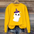 thumbnail image 2 of NMMUED Chandails d'Halloween pour Femmes, Chandails Mignons, Col Rond d'Halloween, Chandails Graphiques, Chandail à Manches Longues d'Halloween, Hauts d'Entraînement à Manches Longues pour Femmes, Jaune G, 2 of 4