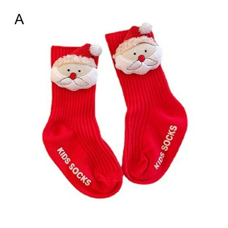 

Pnellth 1 Pair Elastic Baby Socks Fine Workmanship Cotton Comfortable Xmas Decorative Toddler Stockings for Daily Use