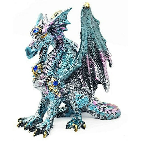 Land Of Myth And Legends Sky Blue Armored Dragon Figurine Collectible Golden Axe