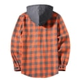 thumbnail image 7 of Men's Casual Plaid Shirts,Button Long Sleeve Hooded Pullover Top with Drawstring and Chest Pocket,Weekend Outing, 7 of 7