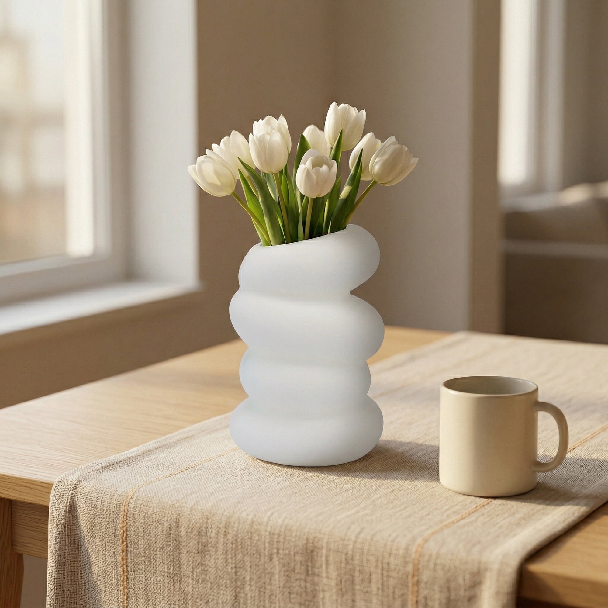 Unique Bargains Acrylic Flower Bud Vase for Bouquets White 3.5"L x 3.5"W x 5.9"H