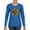 Royal, variant on Sunflower Animal Print Fashion Womens Graphic Long Sleeve T-Shirt, Navy, Small