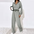 thumbnail image 5 of YYDGH Women 2 Piece Outfits Sweatsuit Set 2023 Fall Oversized Long Sleeve Half Zip Sweatshirt Wide Leg Sweatpant Lounge Set Tracksuit Gray S, 5 of 8