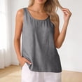 thumbnail image 6 of Tweang Cotton Tank Top Women Twist Front Halter Sleeveless Summer Vacation Outfits Pleated High Neck Halter Tops Breathable Sleeveless Keyhole Back Tank Top Ruffle Trim High Neck Boho Shirt Gray L, 6 of 7