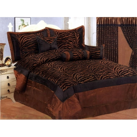 11 Pieces Satin Coffee Light Brown Black Flocking Zebra Pattern