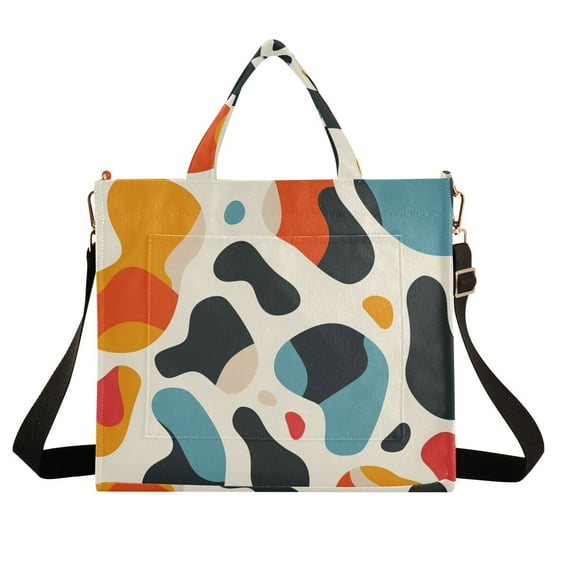 Teardrip Oval Corduroy Tote Bag Handbag Large Messenger Bag Shoulder Crossbody Zipper Bag Purse