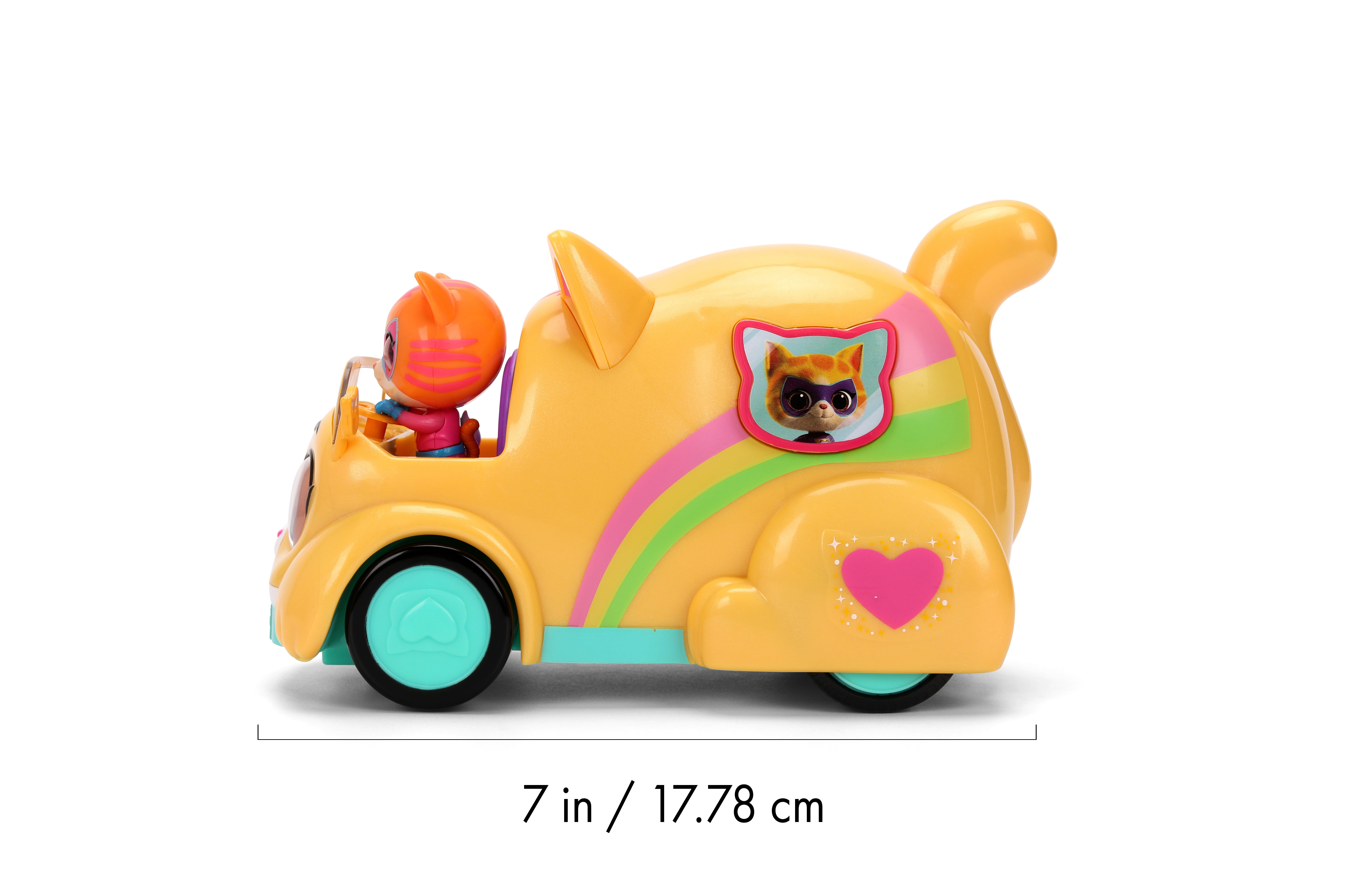 Super Kitties RC Car by Disney Jr. Lights & Sound Toy by Jada Toys, Ginny & Bitsy Characters, Easy-to-Use Radio Control Cars, Ages 4+