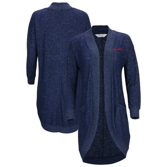 Women's Navy Ole Miss Rebels Oversized Cuddle Tri-Blend Cardigan