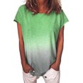 thumbnail image 1 of MAWCLOS Ladies Tops Gradient Color Tee Short Sleeve T Shirt Casual Summer Crew Neck Tunic Green L, 1 of 2
