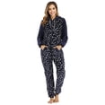 thumbnail image 2 of DHFJKG Flannel Pajamas Onesies For Women Jumpsuit Star Print Long Sleeve Pockets Hooded Drawstring Zipper One-Pieces Loungewear Suit Comfort Nightwear, 2 of 4