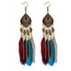 thumbnail image 4 of Pendientes de plumas creativos de estilo étnico retro de moda adornos 3 piezas tipo 18, 4 of 5