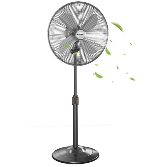 Costway 18" Metal Oscillating Pedestal Fan 3 Wind Speed Height Adjust w/4 Blades Black