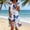 Blue, variant on American 250th Anniversary Dresses For Women Round Neck Short Sleeved Casual Summer Shift Dress Sky Blue XL