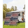 thumbnail image 4 of 4th of July RV Awning Sun Shade Screen 9'X7' Vintage American Flag Mesh Sunscreen Patriotic Red White Blue Stripes Awning Shade Screen with Zipper UV Blocker Completed Kits for RV Motorhome Camper, 4 of 7