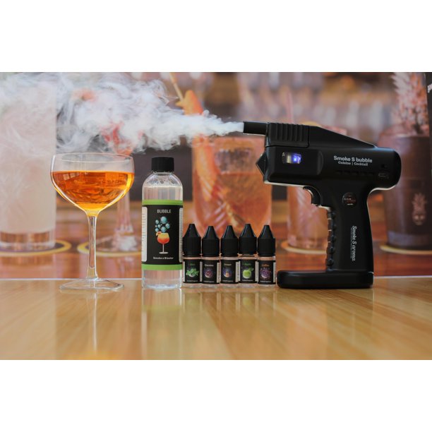 Ahumador para cócteles LEIMENGCHEF Smoke Bubble Gun negro con 5 aromas