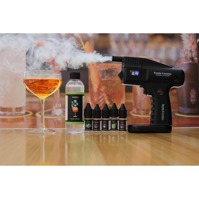 Ahumador para cócteles LEIMENGCHEF Smoke Bubble Gun negro con 5 aromas