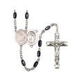 thumbnail image 1 of St. Sebastian/Gymnastics Silver-Plated Rosary 8x5mm Black Onyx Beads Crucifix Size 1 3/4 x 1 medal charm, 1 of 1