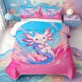 thumbnail image 2 of Manfei Rainbow Axolotl Twin Quilt Set,Ocean Animal Twin Coverlet Set,2 Pieces,1 Bedspread and 1 Pillowcase, 2 of 7