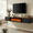 Black, variant on Flictozena 70'' Floating TV Stand with 36" Electric Fireplace, 2 Tier Wall Mounted TV Stand for TVs up to 80'', Floating Entertainment Center, TV Floating Cabinet for Living Room, Bedroom, Gray