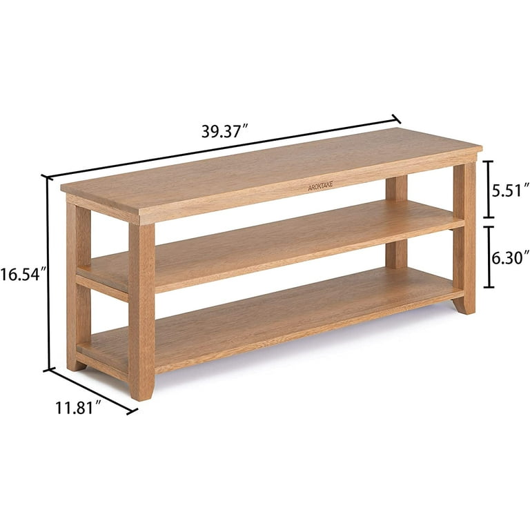 Pengruita Shoe Rack Bench 2-Tier Wood Heavy Duty Shoe Organizer Shelf for Entryway Living Room Bedroom, Brown