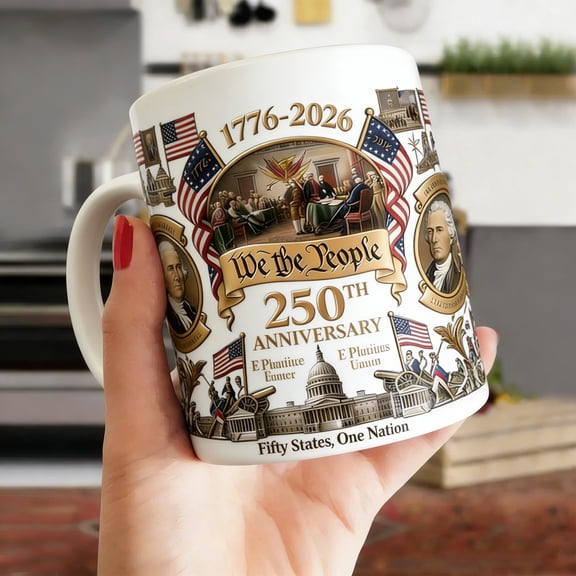 America 250th Anniversary Coffee Mug 1776–2026 Patriotic 12oz Ceramic Cup, 250 Years of Freedom Independence Day Gift for Veterans Men Dad Husband