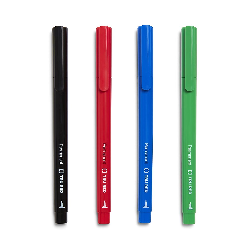 TRU RED Permanent Markers Ultra Fine Tip Asst 5/Pack TR54528