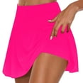 thumbnail image 2 of Feancey Womens Skorts Dressy Casual High Waist Yoga Shorts Solid Color Fake Two Piece Skirt Shorts Athletic Stretchy Pleated Tennis Skirts Summer On Sale,Hot Pink,M, 2 of 6