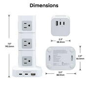 Merkury Innovations Modular Power Tower, 14 AC Outlets, 6 USB-A, 4 USB-C PD 20W, Surge Protector, 4ft Cord, White