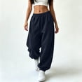 thumbnail image 3 of Luvrsol Womens Sweatpants Oversized Drawstring Jogger Sweatpants High Waist Loose Solid Casual Jogger Pants, Navy XL, 3 of 7