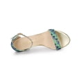 thumbnail image 4 of BLISSFUL STEP Women's Shoes Ankle Strap Open Toe Glitter Rainbows Gradient Chunky Heels Sandals  Green 7, 4 of 7