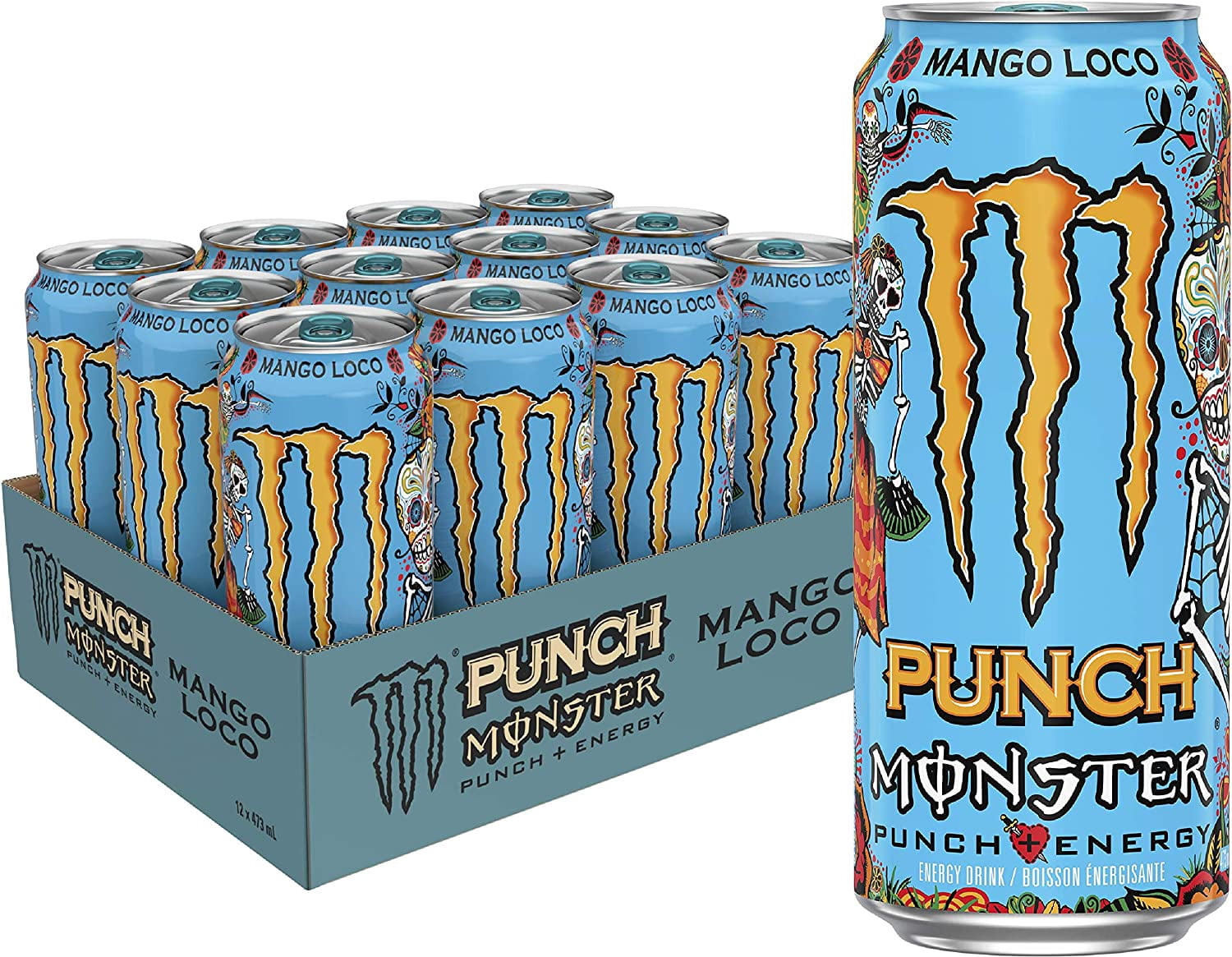 Monster Energy, Mango Loco, 473mL Cans, Pack of 12, 230 Cal, 151mg