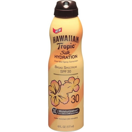 Hawaiian Tropic Silk Hydration Clear Mist Spray Sunscreen Broad Spectrum SPF 30 - 6 Ounces