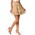 thumbnail image 4 of Falda mini skater floral con volante en capas y cintura elástica para mujer INSPIRE CHIC L Amarillo, 4 of 6
