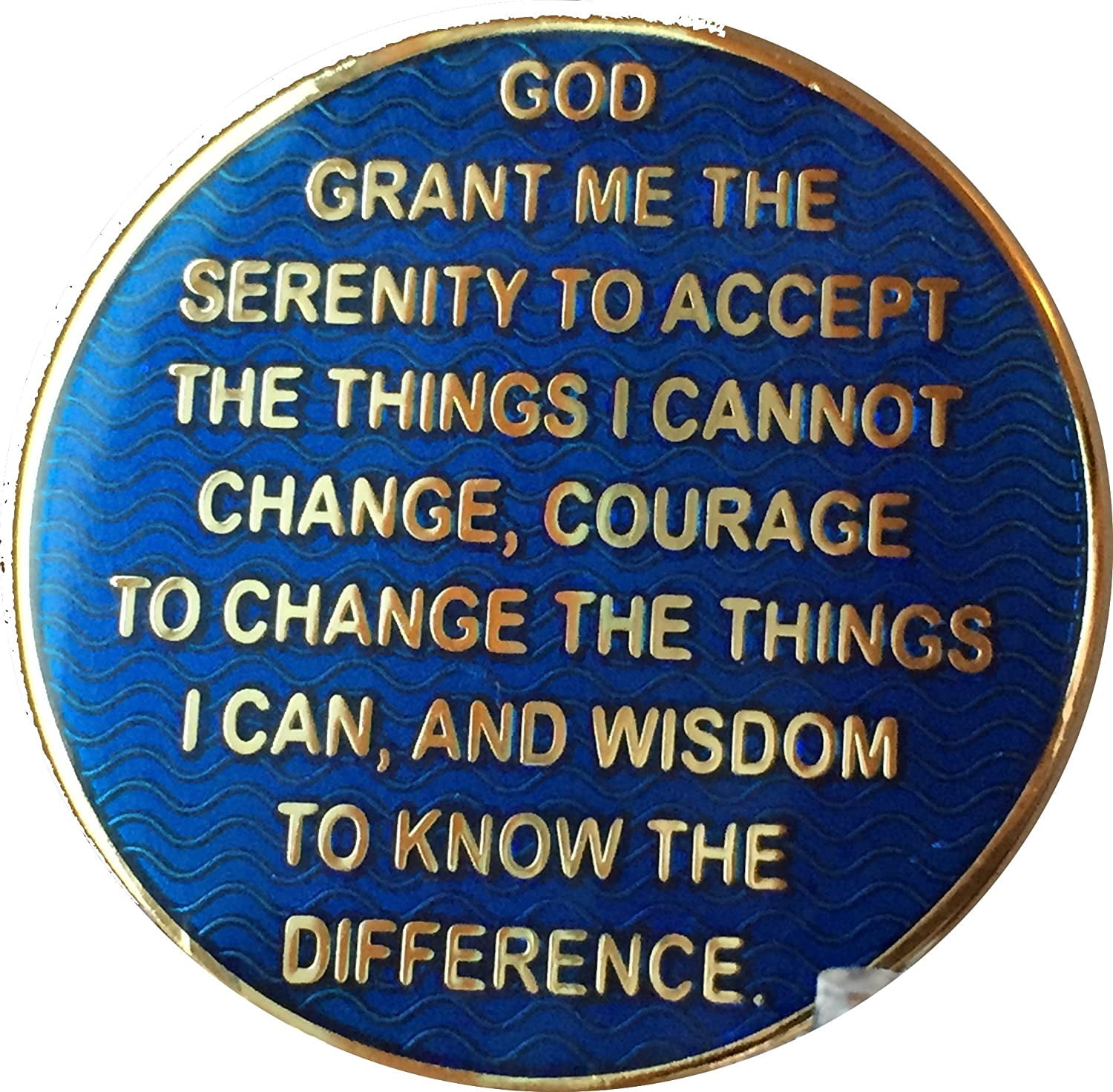 Recoverychip 18 Year Sobriety Medallion - Reflex Blue & Gold Plated AA Chip With Serenity Prayer