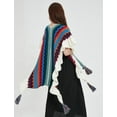 thumbnail image 4 of ZhangBaoLin Women Shawl Wrap Cardigan Poncho Cape Open Front Travel Sweater Coat Colorful Tassels Knit Blanket, 4 of 7