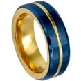 thumbnail image 5 of Wedding Ring Men 8mm Blue Stainless Steel Wedding Band Gold Groove & Inside, 5 of 7