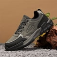 thumbnail image 3 of Men's Heavy-Duty Outdoor Work Boots-like Hiking Shoes  for,, Camping (Grey/Black) - Spring/Autumn/Fall Seasonal - Low-Top All-Terrain Traction, Durable  & Rubber Sole, Lace-Up Trekking Sneakers, 3 of 9