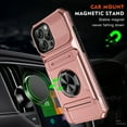 thumbnail image 4 of Allytechgroup for iPhone 16 Pro Max Case, Soft TPU Hard PC Back Shockproof Shell Anti-Slip Drop Proof Cover with Metal Ring Kickstand/ Card Slots/Support Magnetic Car Mount Stand Phone Case, Rosegold, 4 of 7