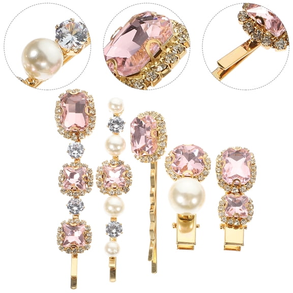 PAMINGONO 5-Pack Rhinestone Hair Clips for Women, Decorative Metal Bobby Pins, Stylish Hair Accessories