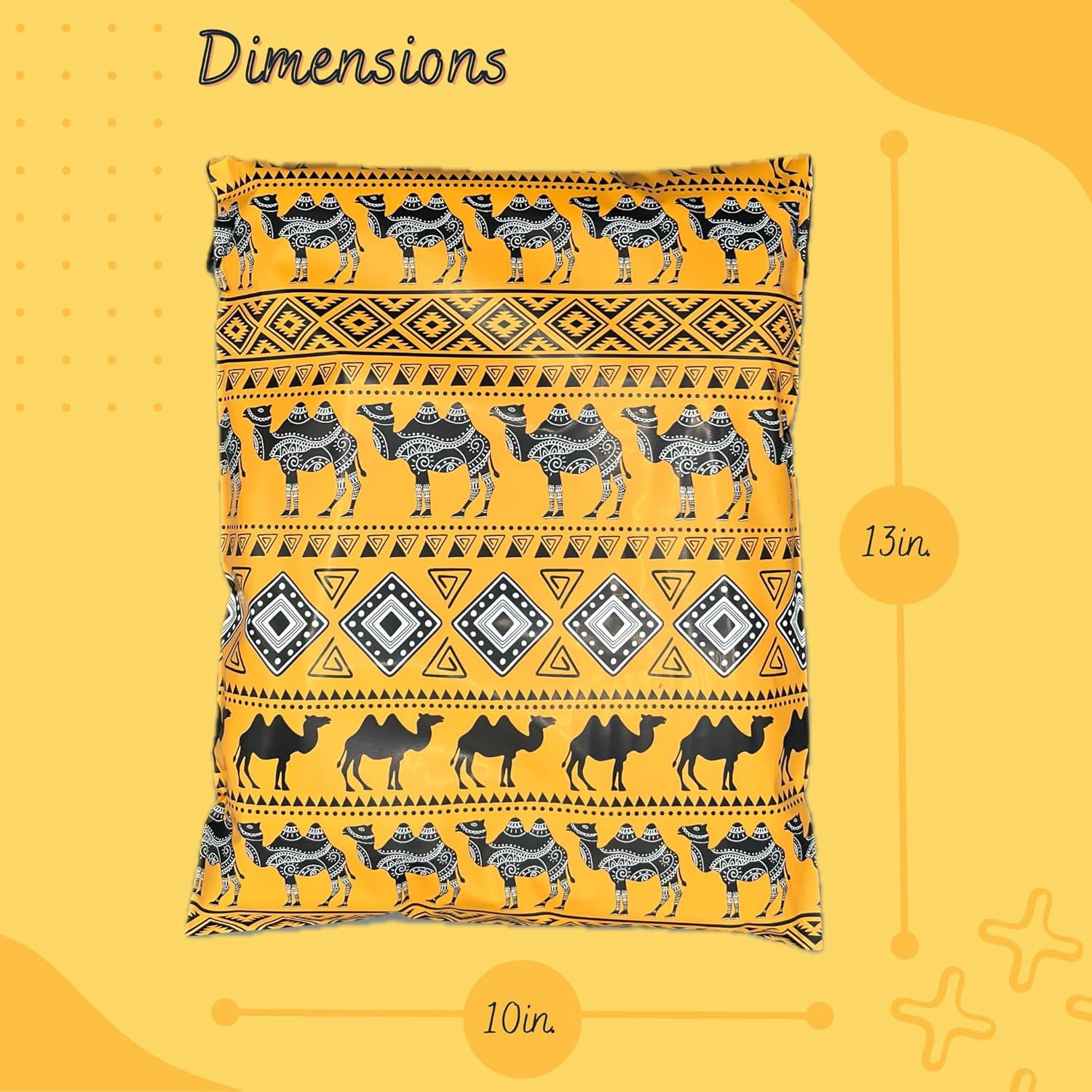 Hawk Poly Mailers 10x13 Cute Aztec Camels Heavy Duty 3.15mil Tamper-Evident & Self-Sealing Shipping Envelopes for Small Businesses Printed Waterproof Mailing Bags Non Padded (Hump Day, 10x13)